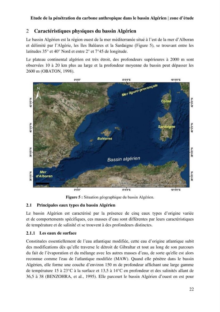 Etude de la pénétration du carbone anthropique dans le bassin algérien
