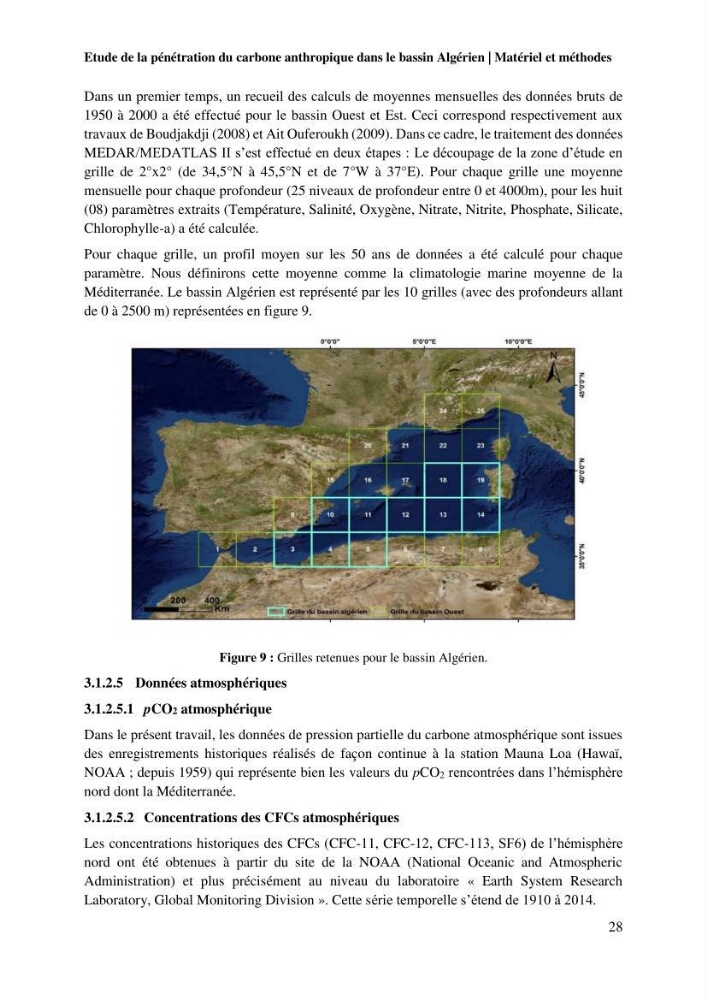 Etude de la pénétration du carbone anthropique dans le bassin algérien