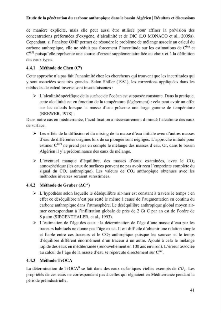 Etude de la pénétration du carbone anthropique dans le bassin algérien