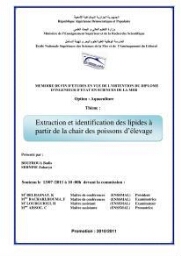 Extraction et identification des lipides à partir de la chair des poissons d'élevage