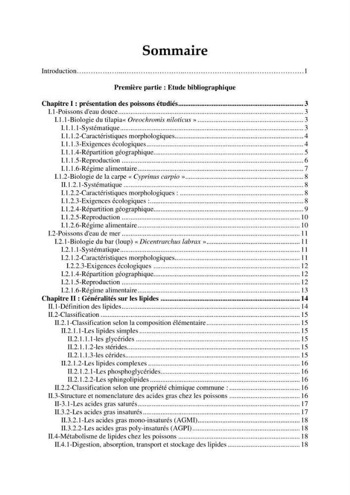 Extraction et identification des lipides à partir de la chair des poissons d\'élevage