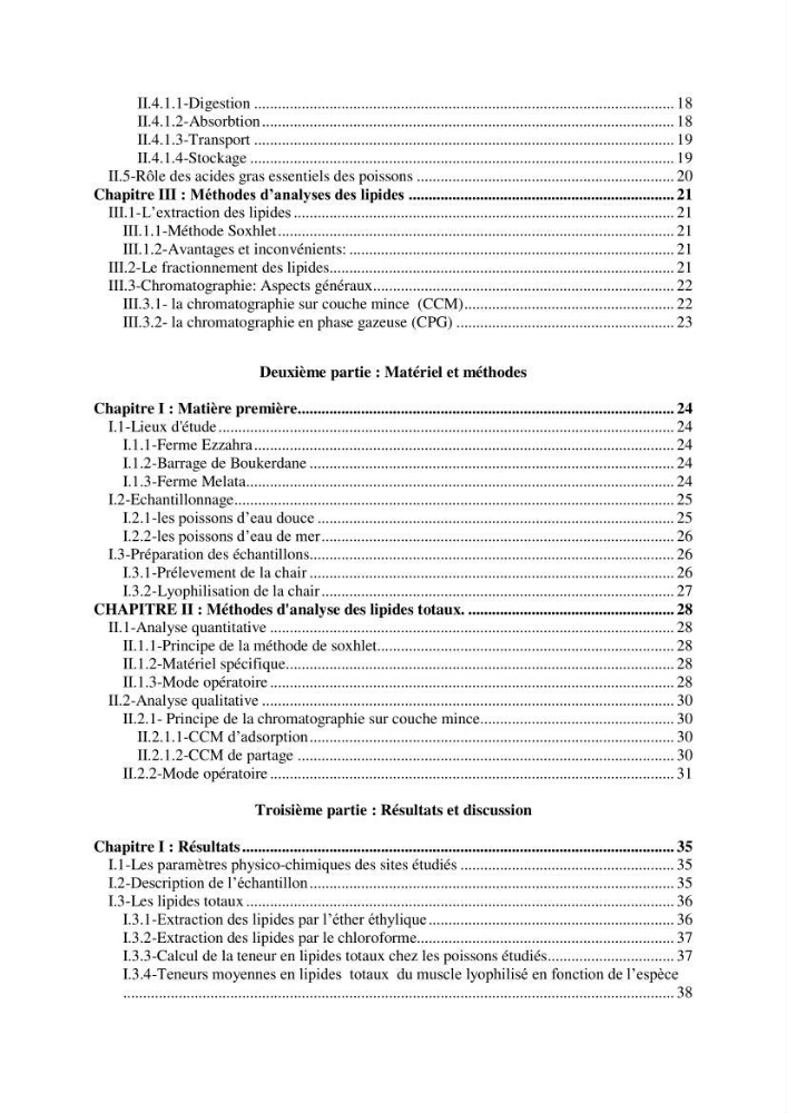 Extraction et identification des lipides à partir de la chair des poissons d\'élevage