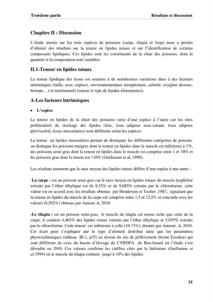 Extraction et identification des lipides à partir de la chair des poissons d\'élevage