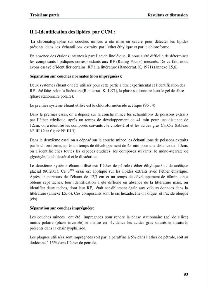 Extraction et identification des lipides à partir de la chair des poissons d\'élevage