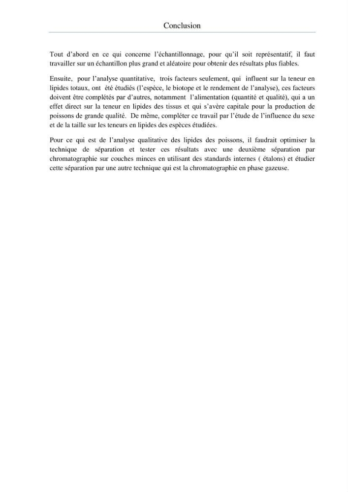 Extraction et identification des lipides à partir de la chair des poissons d\'élevage