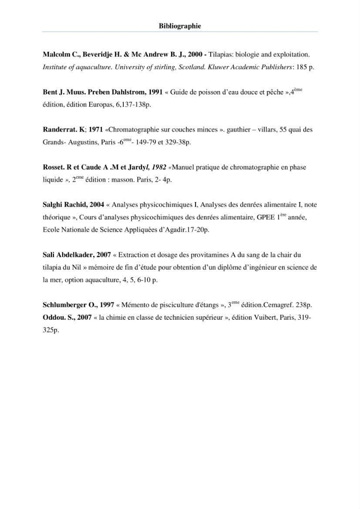 Extraction et identification des lipides à partir de la chair des poissons d\'élevage