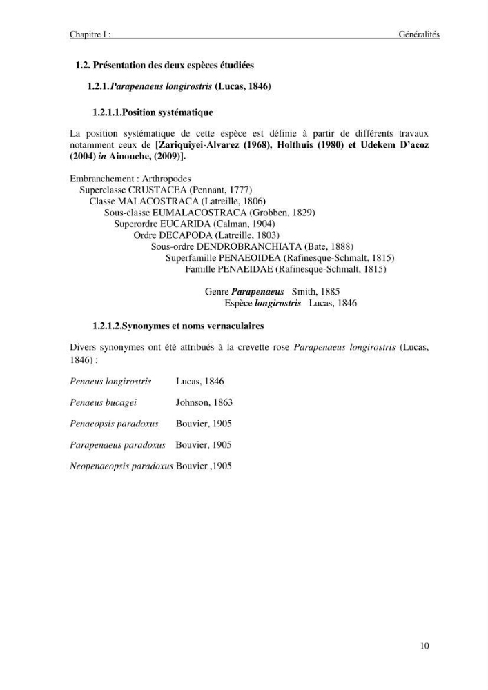 Contribution à l\'étude des crevettes (crustacés décapodes) de la baie de Bou-Ismail