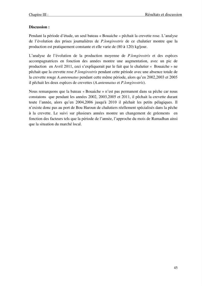 Contribution à l\'étude des crevettes (crustacés décapodes) de la baie de Bou-Ismail