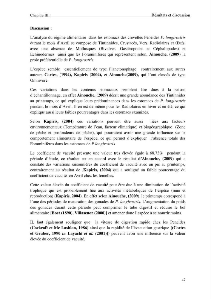 Contribution à l\'étude des crevettes (crustacés décapodes) de la baie de Bou-Ismail