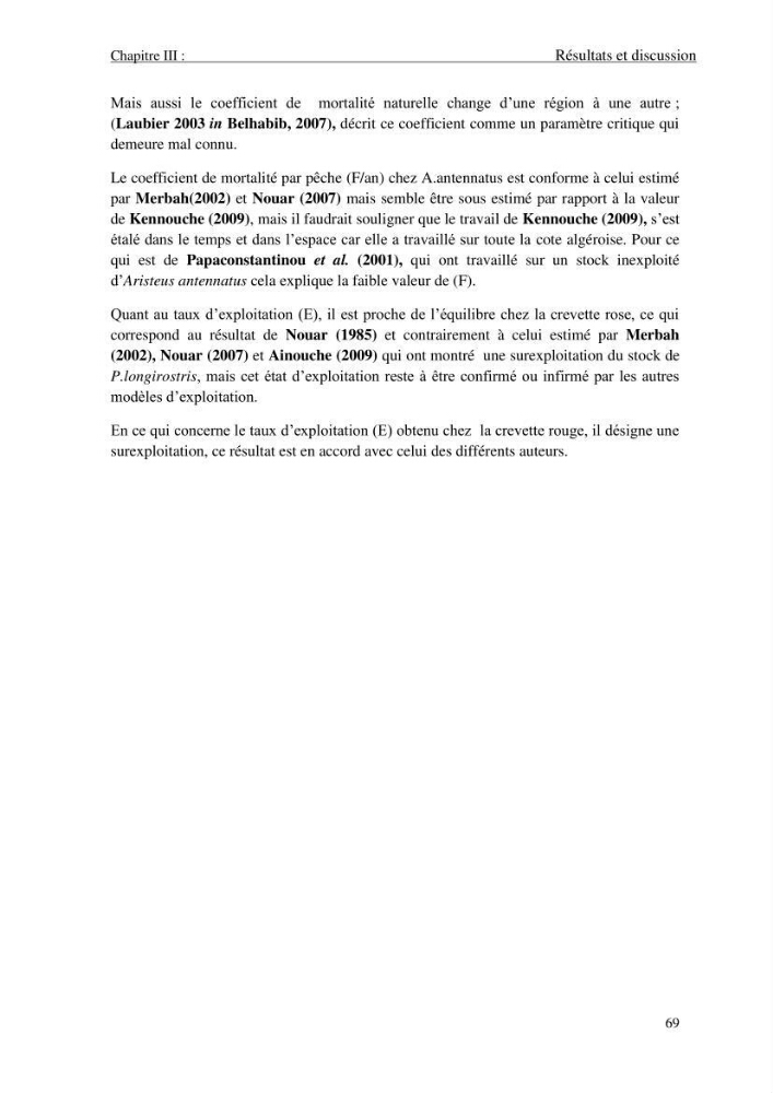 Contribution à l\'étude des crevettes (crustacés décapodes) de la baie de Bou-Ismail