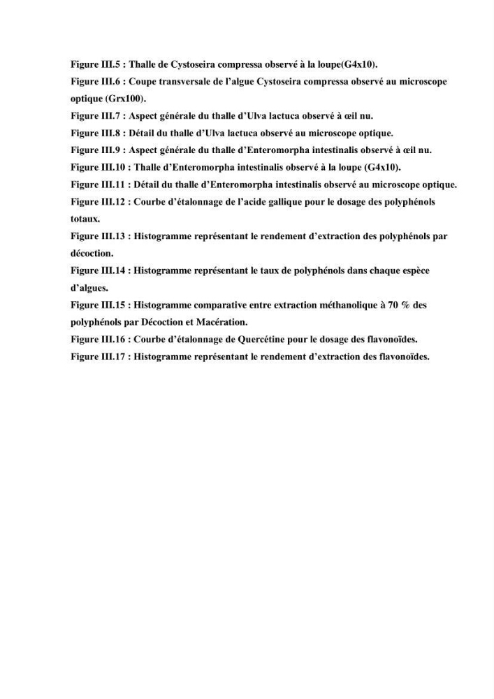 Etude de l\'extraction des composés phénoliques à partir de quelques espèces d\'algue marine