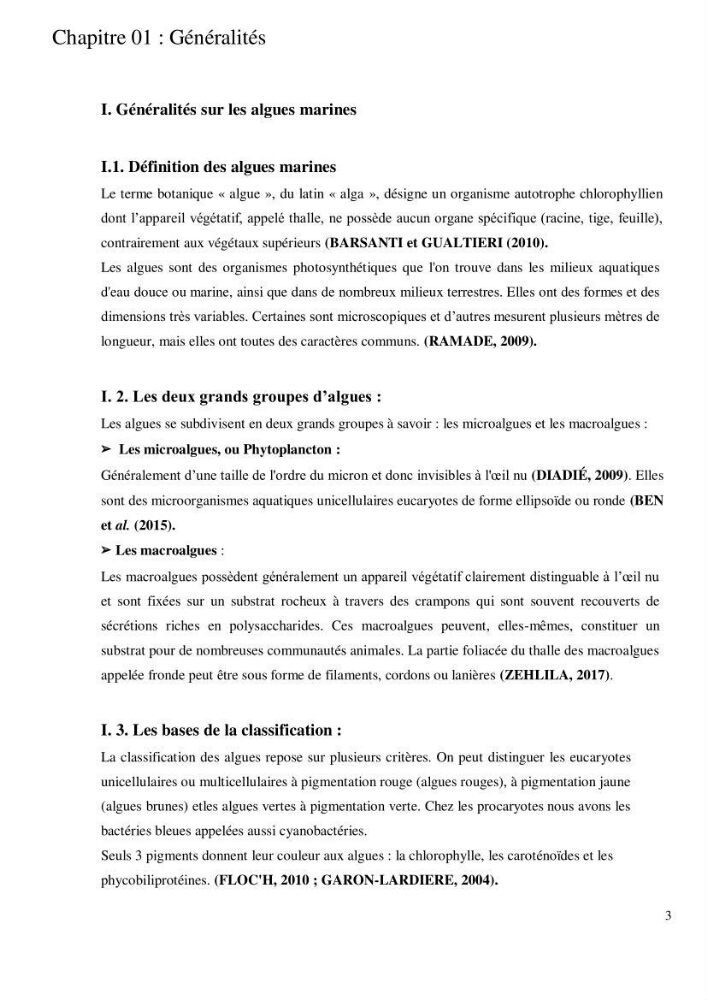 Etude de l\'extraction des composés phénoliques à partir de quelques espèces d\'algue marine