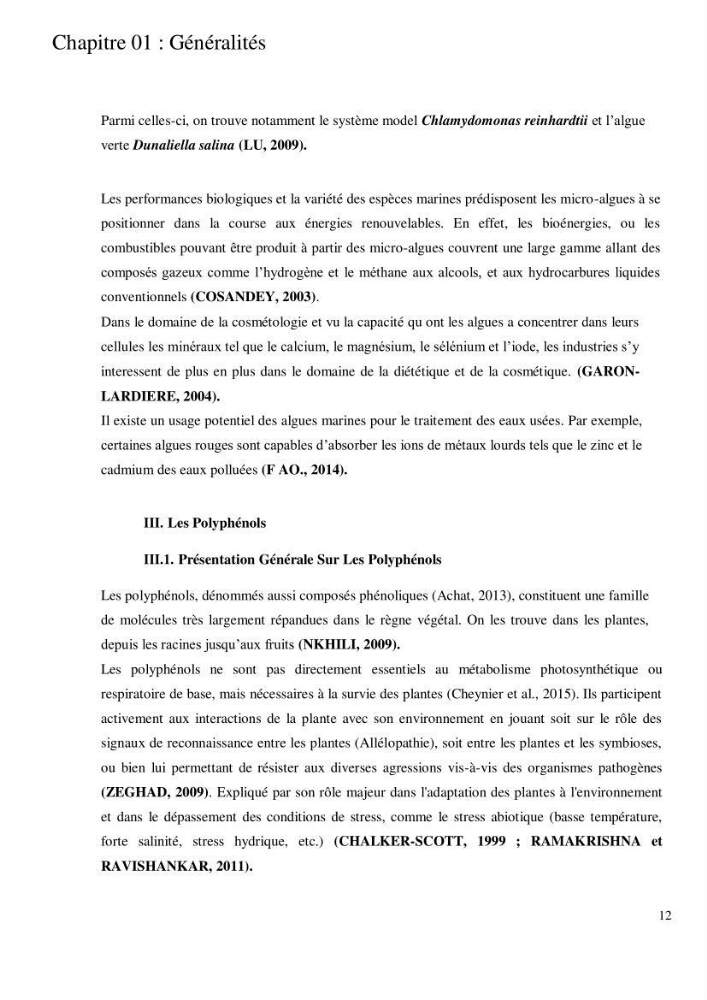 Etude de l\'extraction des composés phénoliques à partir de quelques espèces d\'algue marine