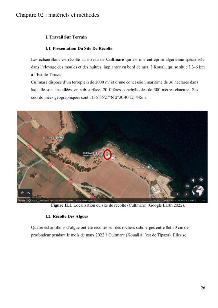 Etude de l\'extraction des composés phénoliques à partir de quelques espèces d\'algue marine