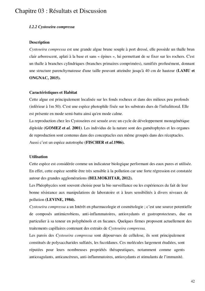 Etude de l\'extraction des composés phénoliques à partir de quelques espèces d\'algue marine