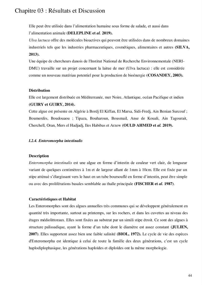 Etude de l\'extraction des composés phénoliques à partir de quelques espèces d\'algue marine