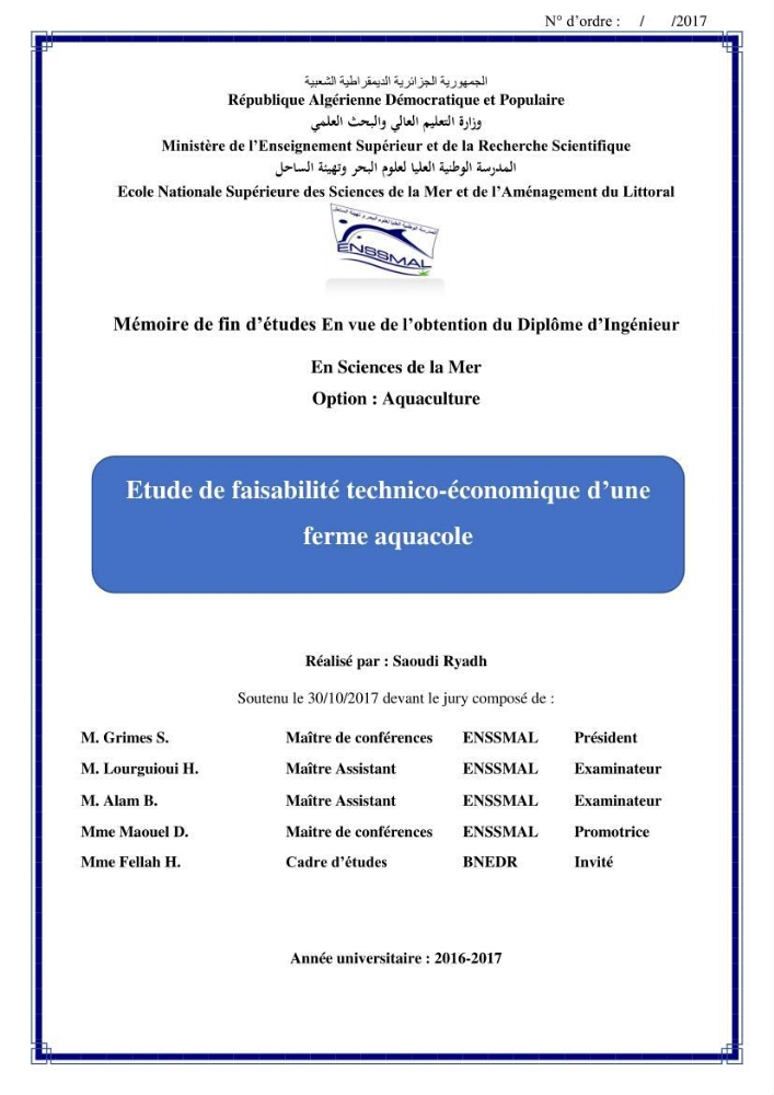 Etude de faisabilité technico-économique d’une ferme