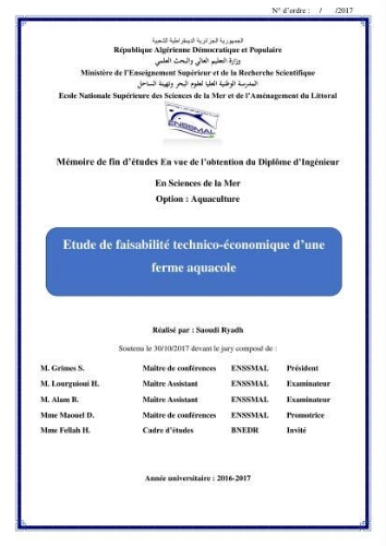 Etude de faisabilité technico-économique d’une ferme Etude de faisabilité technico-économique d’une ferme