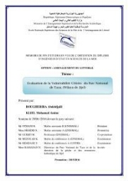 Evaluation de la vulnérabilité côtière du Parc National de Taza (wilaya de Jijel)