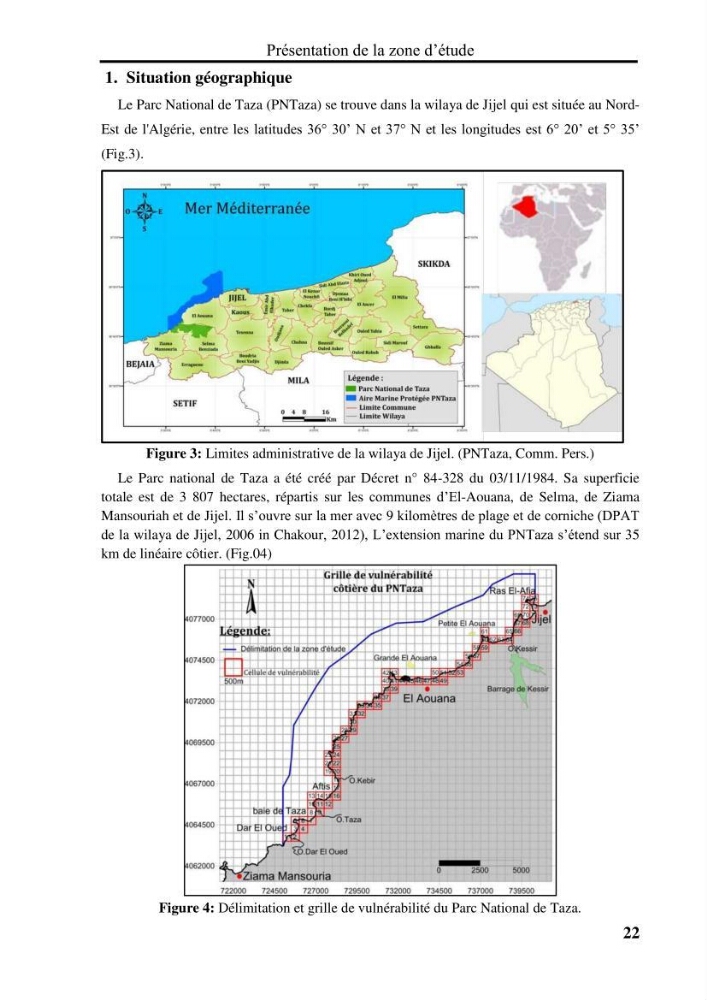 Evaluation de la vulnérabilité côtière du Parc National de Taza (wilaya de Jijel)