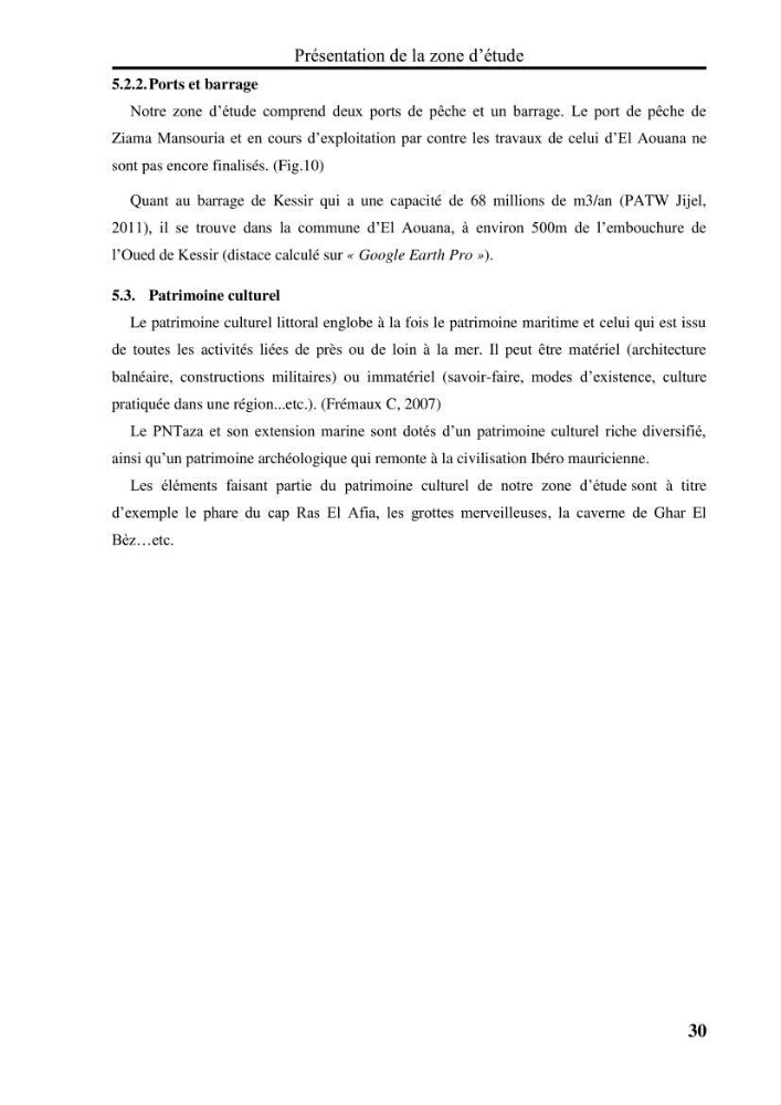 Evaluation de la vulnérabilité côtière du Parc National de Taza (wilaya de Jijel)