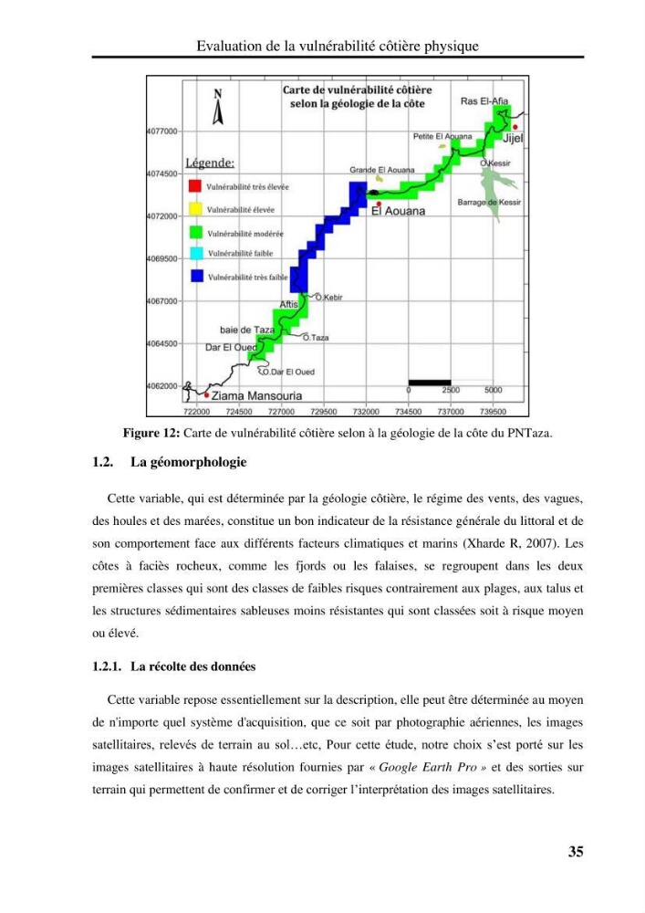 Evaluation de la vulnérabilité côtière du Parc National de Taza (wilaya de Jijel)