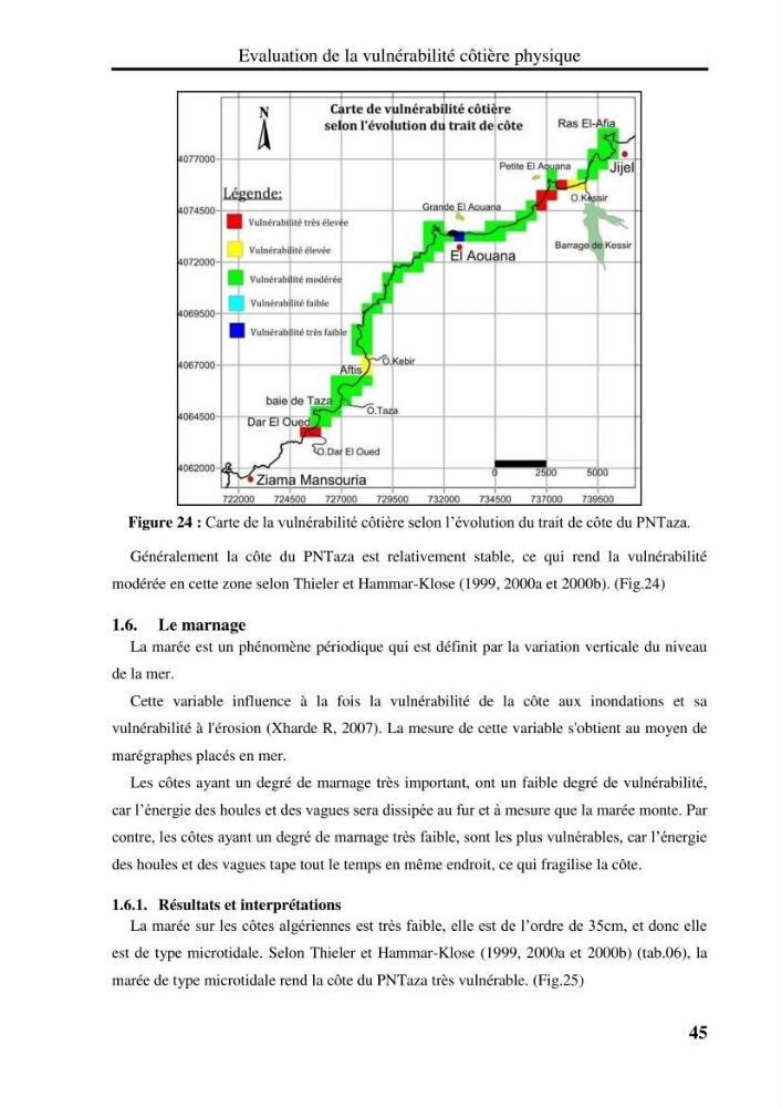 Evaluation de la vulnérabilité côtière du Parc National de Taza (wilaya de Jijel)