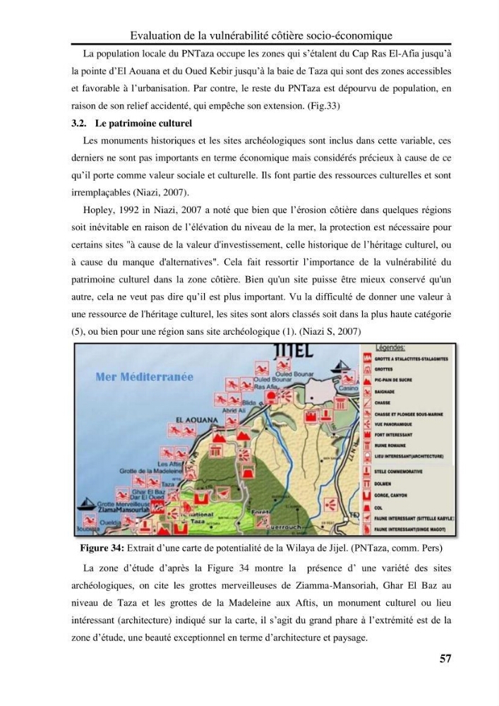 Evaluation de la vulnérabilité côtière du Parc National de Taza (wilaya de Jijel)