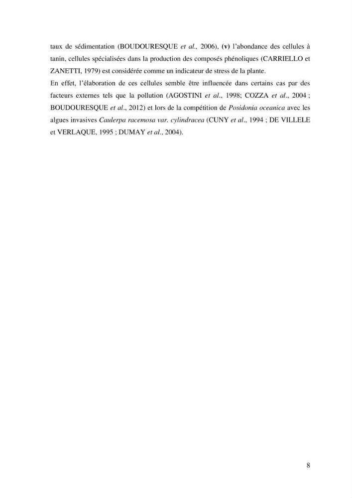Variabilité de l\'abondance des cellules à TANIN chez Posidonia oceanica (Linnaeus) Delile 1813