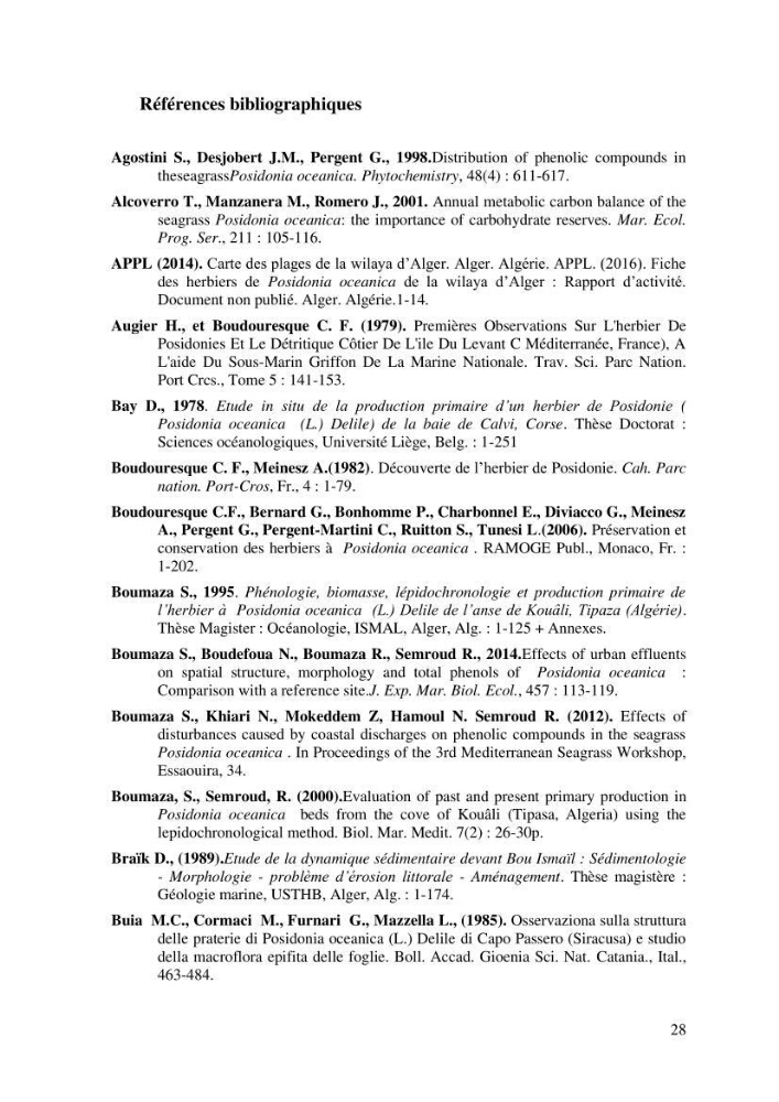 Variabilité de l\'abondance des cellules à TANIN chez Posidonia oceanica (Linnaeus) Delile 1813