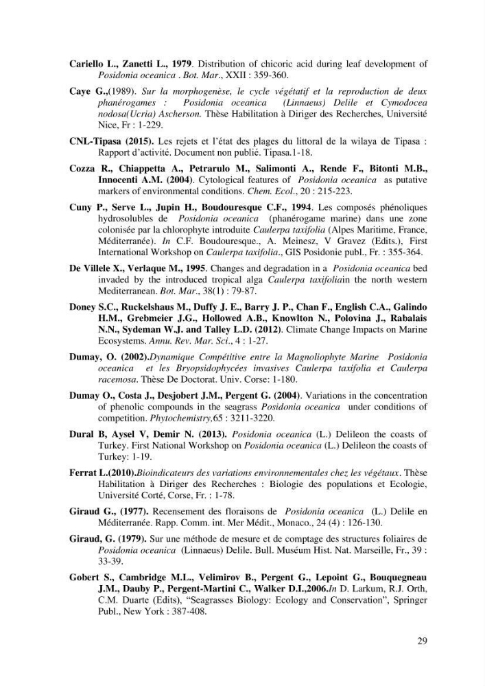 Variabilité de l\'abondance des cellules à TANIN chez Posidonia oceanica (Linnaeus) Delile 1813