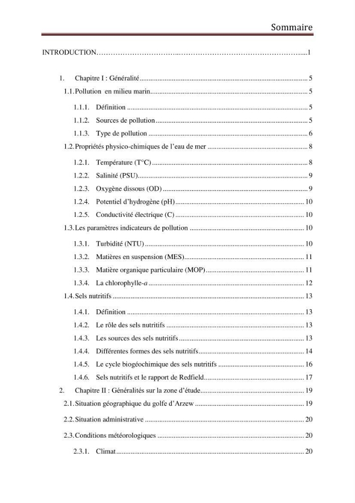 Contribution à l’évaluation de la qualité du milieu marin dans la cote oranaise (Golfe d’Arzew).: