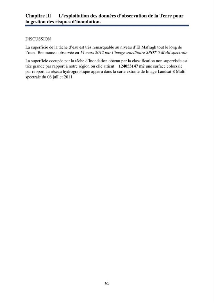 Impact Préliminaire et Analyse des Dégâts d’Inondations Par Imagerie Satellite Via le Logiciel ArcGis dans la willaya de Taref