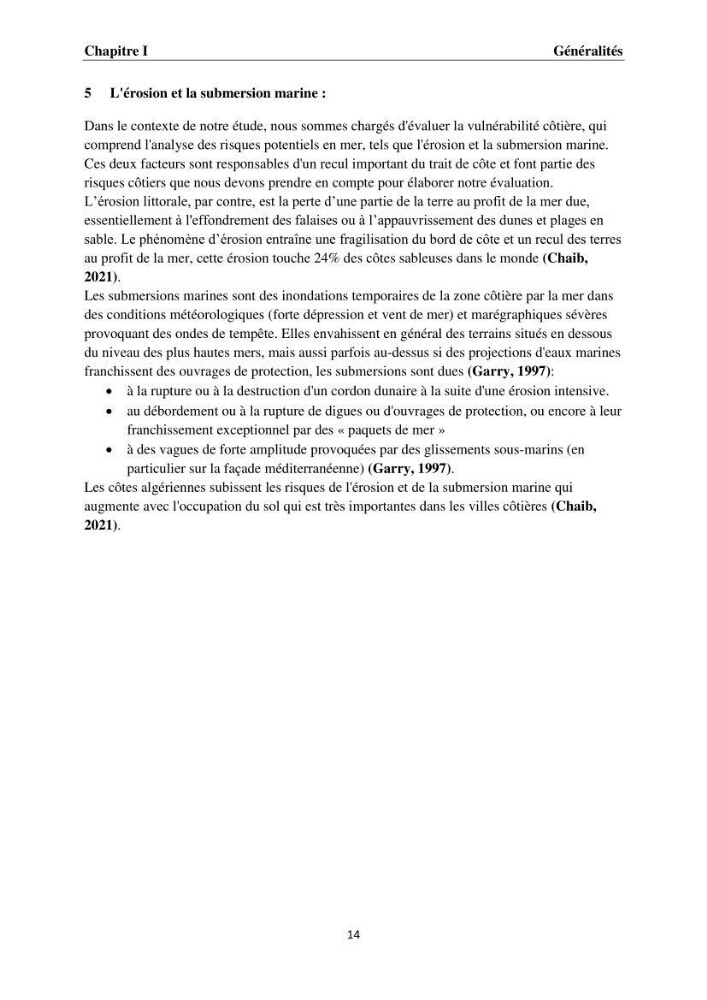 Érosion côtière, submersion marine et changement climatique le long de la baie de Zemmouri, prévision des risques et adaptation