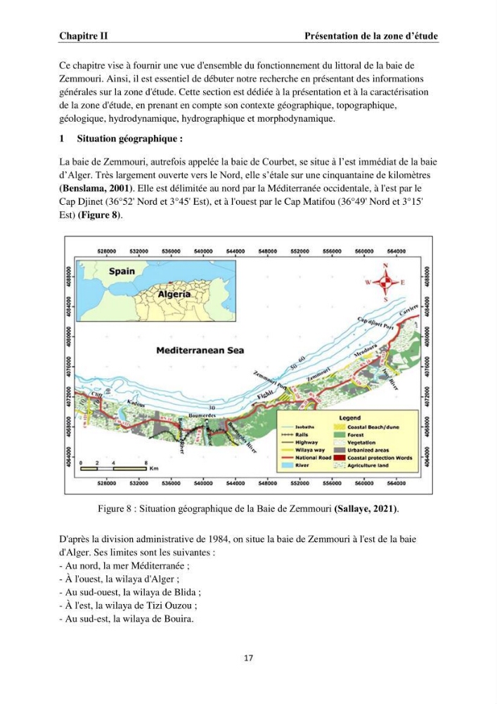 Érosion côtière, submersion marine et changement climatique le long de la baie de Zemmouri, prévision des risques et adaptation