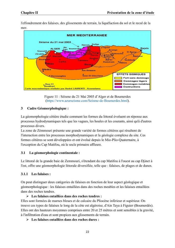 Érosion côtière, submersion marine et changement climatique le long de la baie de Zemmouri, prévision des risques et adaptation