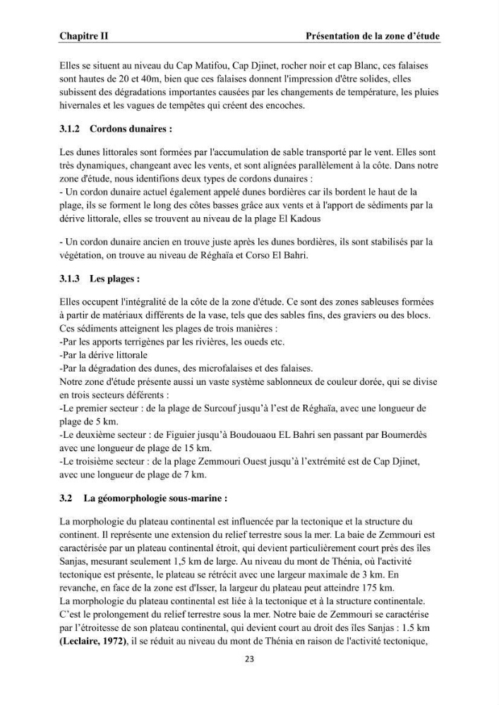 Érosion côtière, submersion marine et changement climatique le long de la baie de Zemmouri, prévision des risques et adaptation