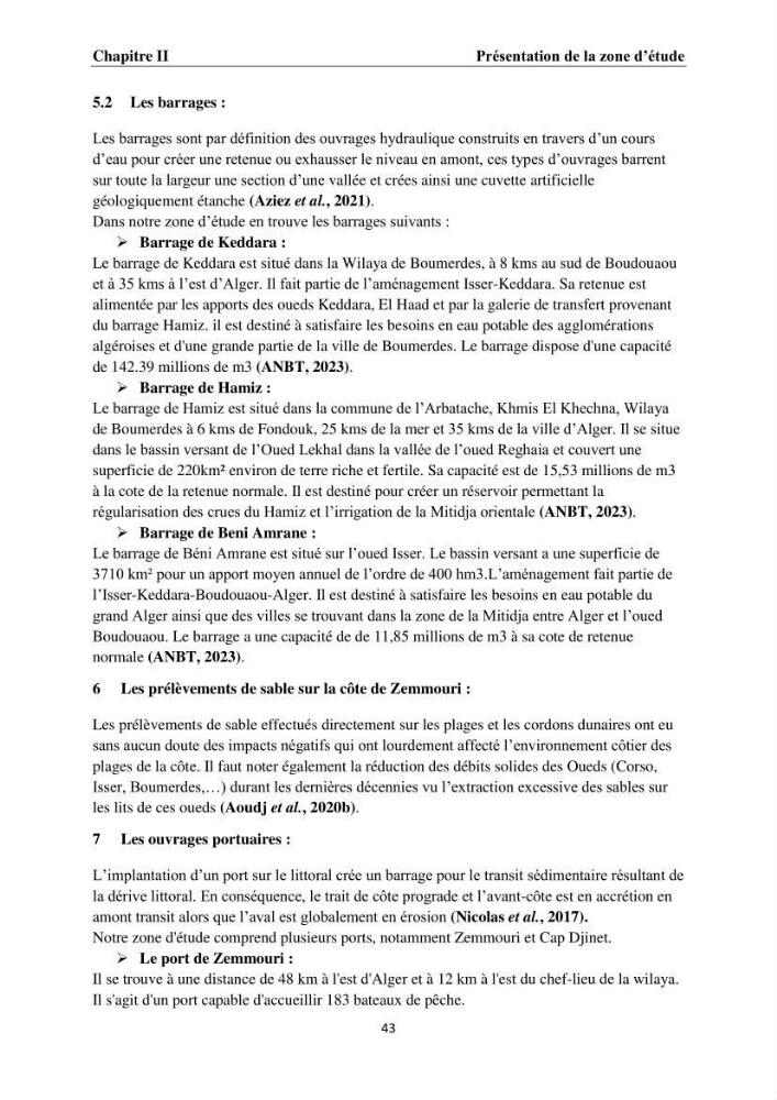 Érosion côtière, submersion marine et changement climatique le long de la baie de Zemmouri, prévision des risques et adaptation