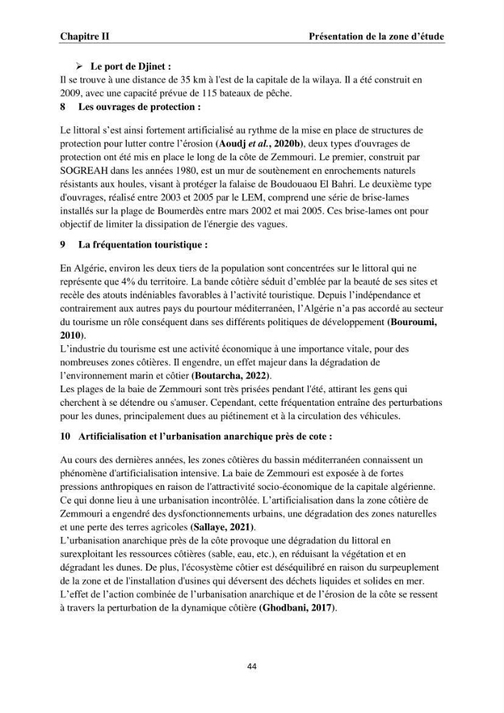 Érosion côtière, submersion marine et changement climatique le long de la baie de Zemmouri, prévision des risques et adaptation