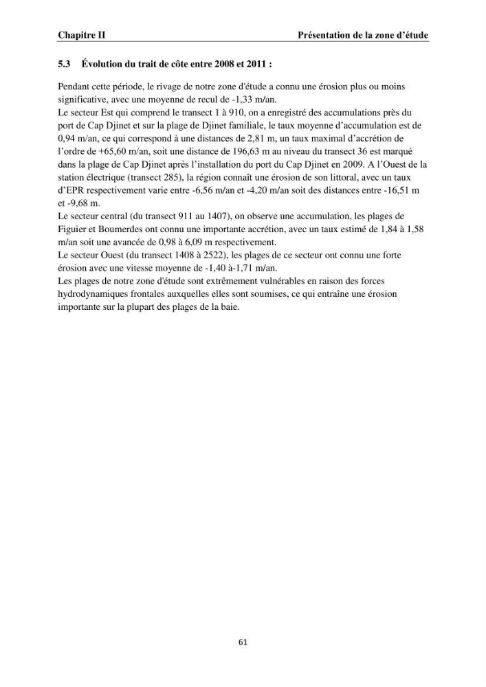 Érosion côtière, submersion marine et changement climatique le long de la baie de Zemmouri, prévision des risques et adaptation
