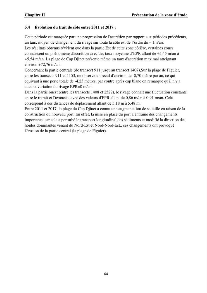 Érosion côtière, submersion marine et changement climatique le long de la baie de Zemmouri, prévision des risques et adaptation