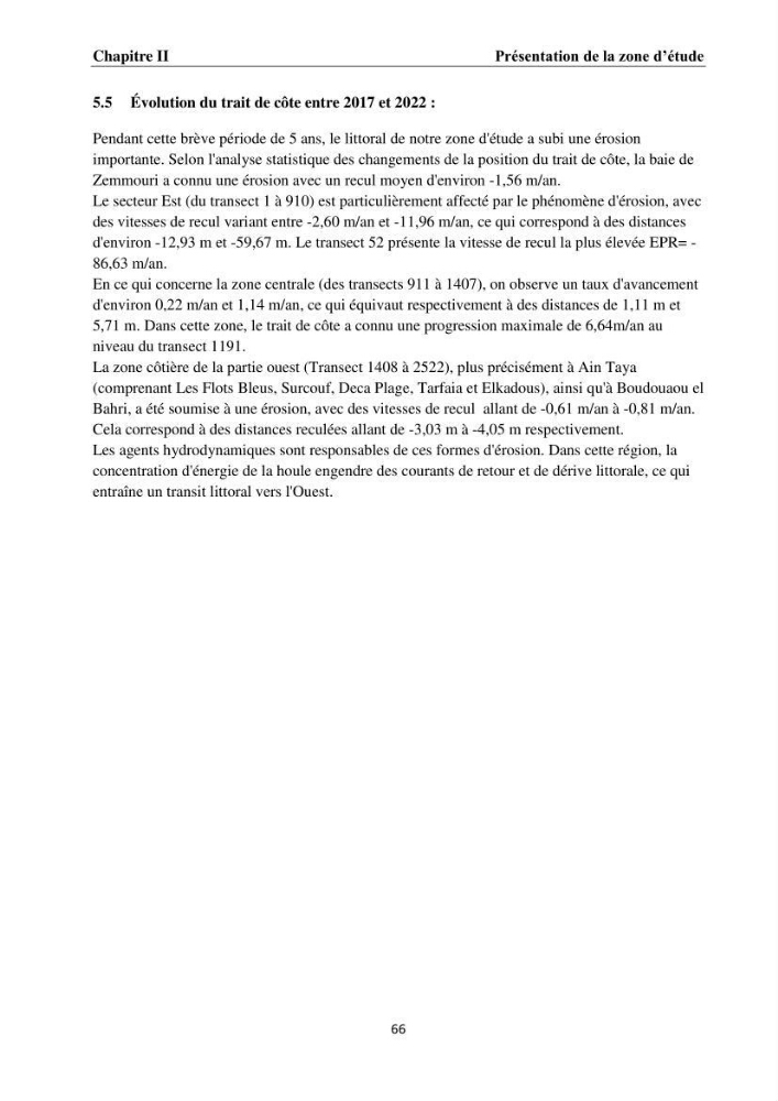 Érosion côtière, submersion marine et changement climatique le long de la baie de Zemmouri, prévision des risques et adaptation