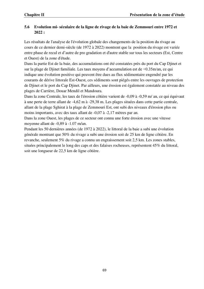 Érosion côtière, submersion marine et changement climatique le long de la baie de Zemmouri, prévision des risques et adaptation