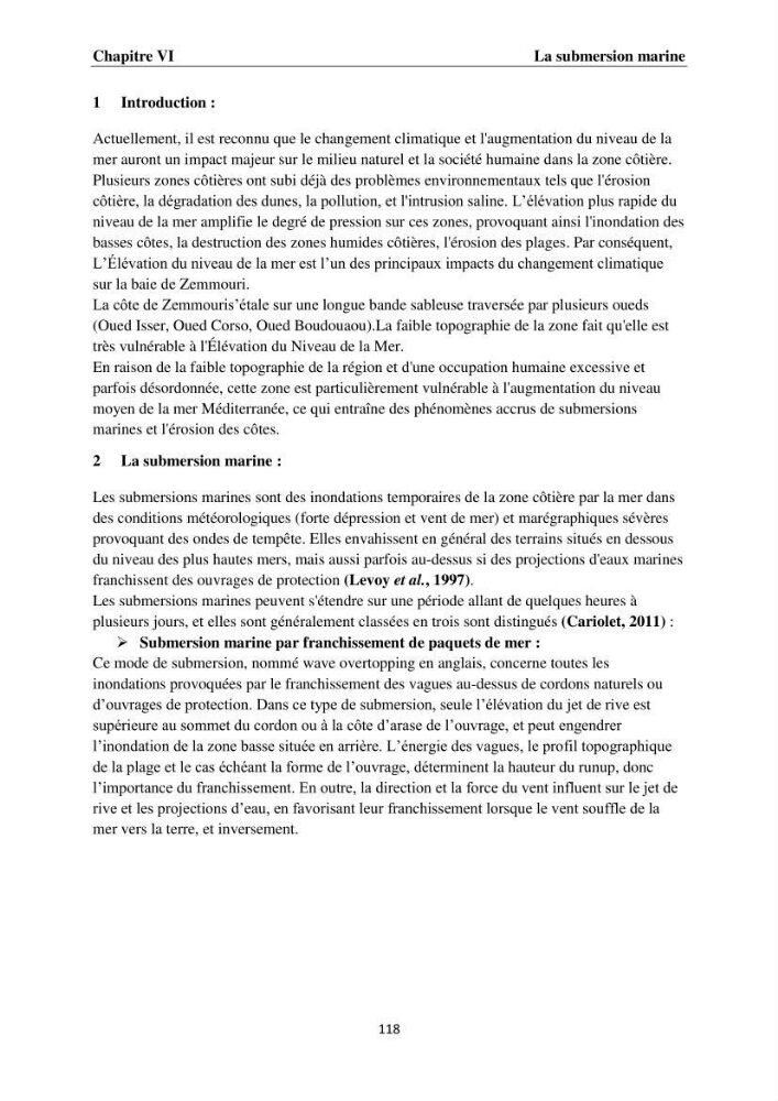 Érosion côtière, submersion marine et changement climatique le long de la baie de Zemmouri, prévision des risques et adaptation