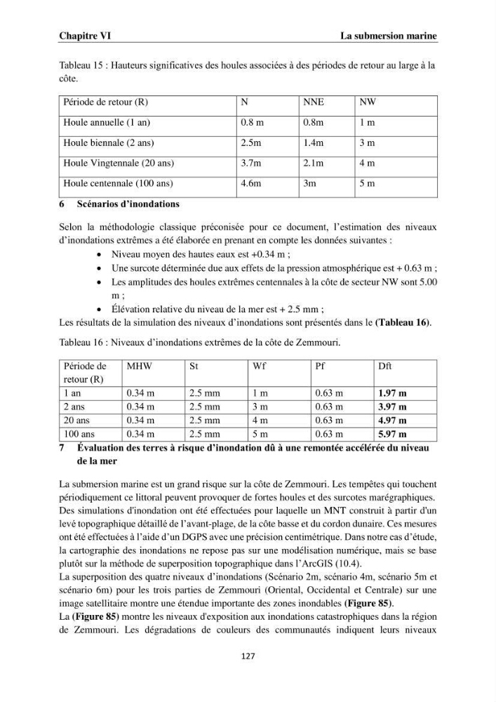 Érosion côtière, submersion marine et changement climatique le long de la baie de Zemmouri, prévision des risques et adaptation