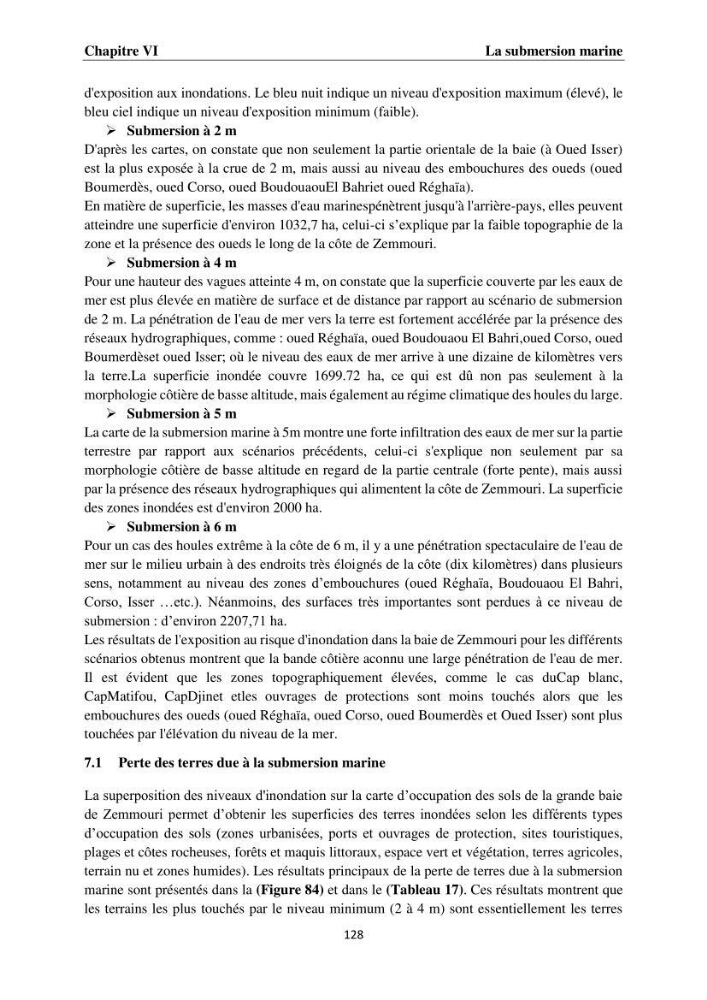 Érosion côtière, submersion marine et changement climatique le long de la baie de Zemmouri, prévision des risques et adaptation