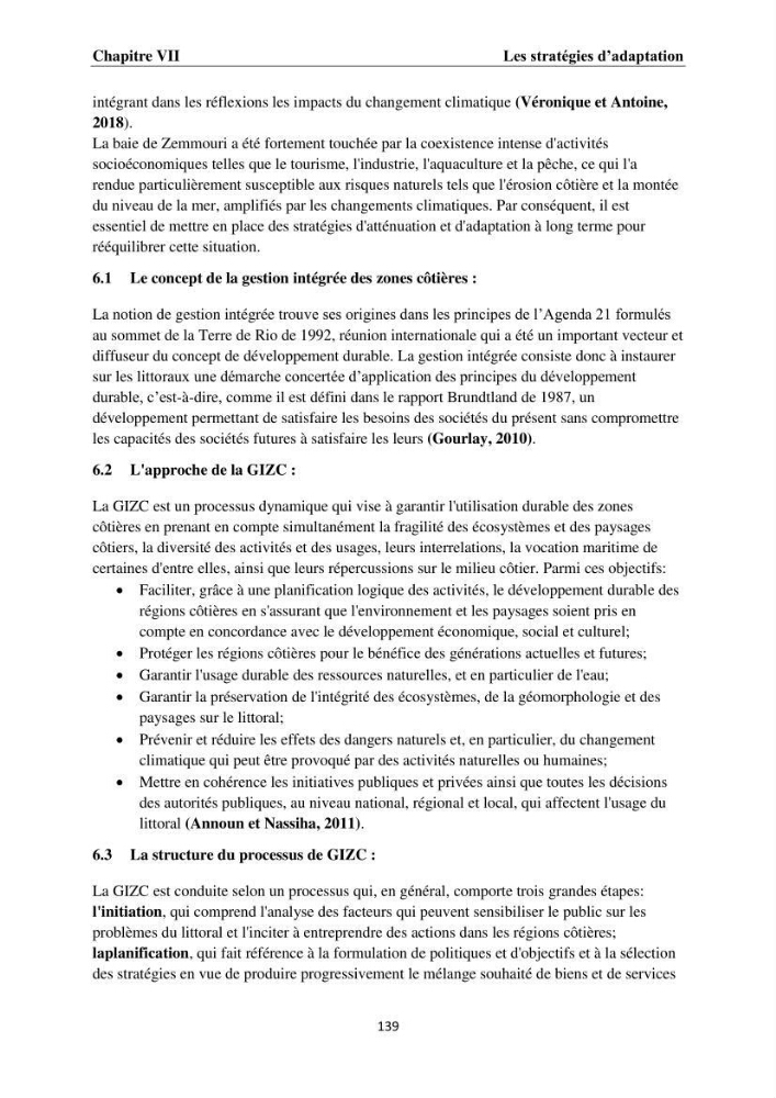 Érosion côtière, submersion marine et changement climatique le long de la baie de Zemmouri, prévision des risques et adaptation