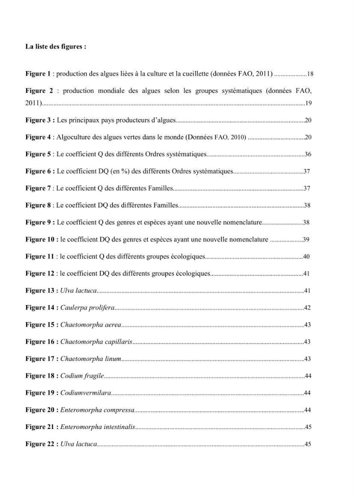 Actualisation de la taxonomie et de l\'inventaire des chlorobiontes des côtes Algériennes et mise en évidence des espèces aquacole