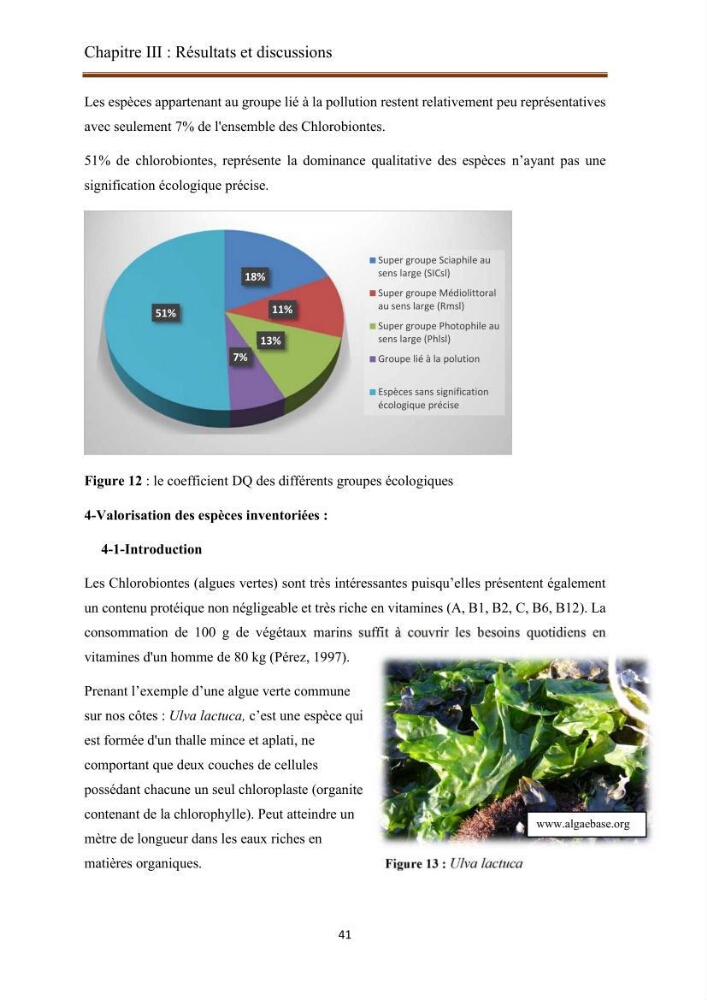 Actualisation de la taxonomie et de l\'inventaire des chlorobiontes des côtes Algériennes et mise en évidence des espèces aquacole