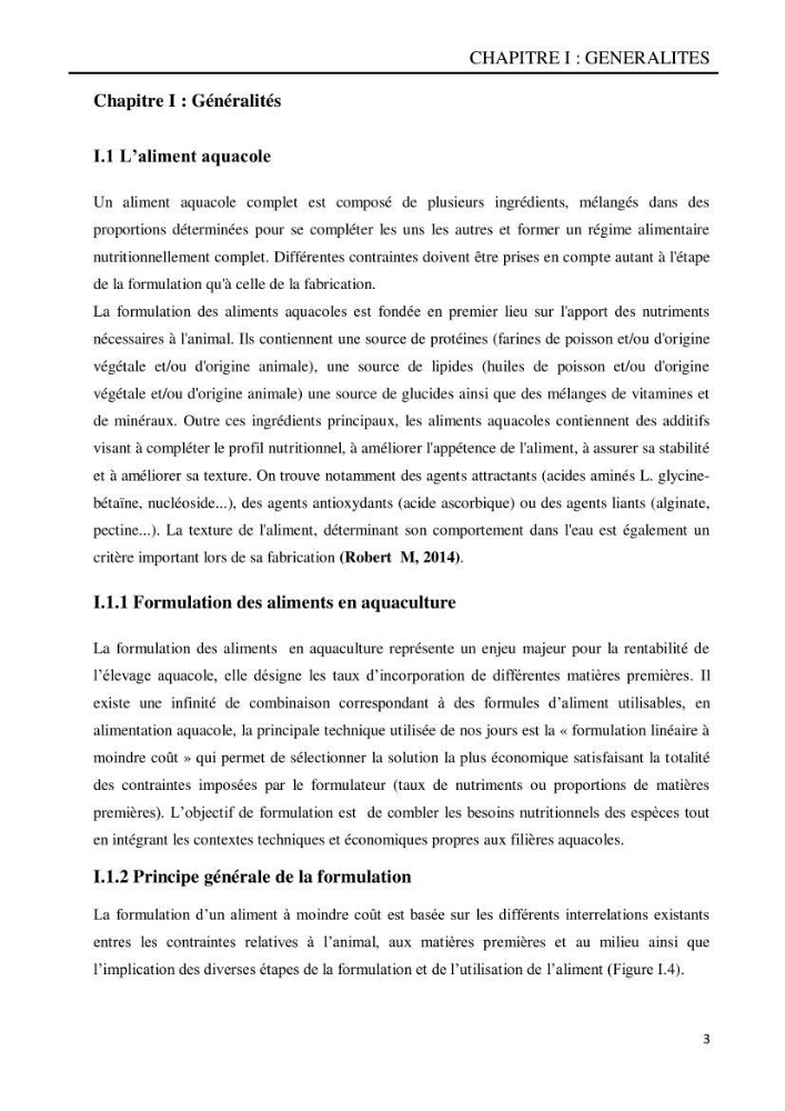 Contribution à l’élaboration d’un aliment composé destiné à l’élevage du loup de mer Dicentrachus labrax (Linnaeus, 1758)